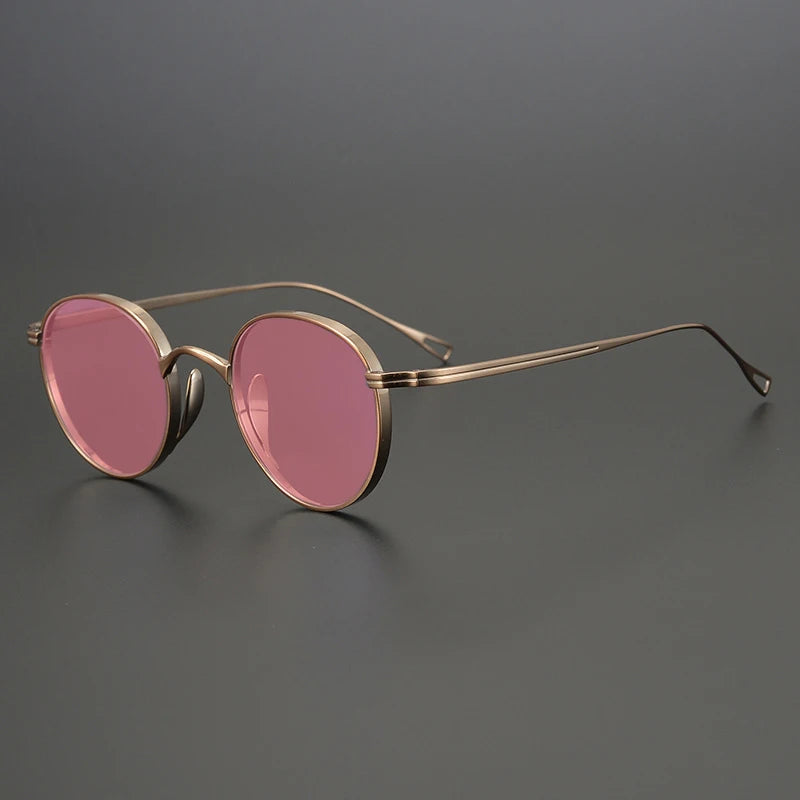 Gatenac Unisex Full Rim Oval Titanium Polarized Sunglasses 131524 Sunglasses Gatenac Bronze Pink  