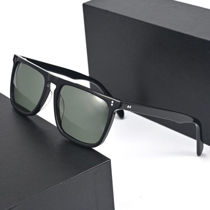 Cubojue Men's Full Rim Square Acetate Polarized Sunglasses 1008 Sunglasses Cubojue black G15  
