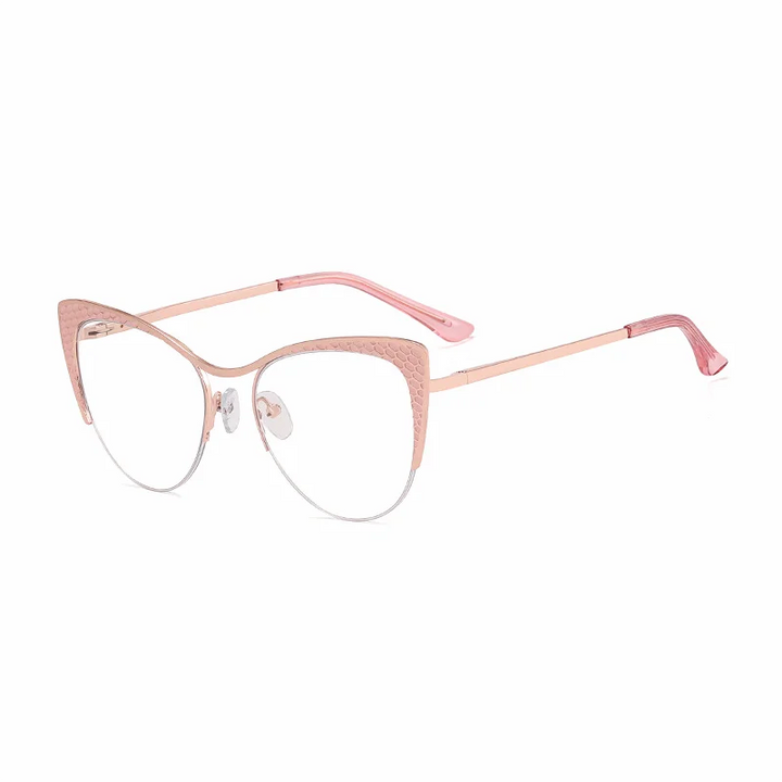 Ralferty Women's Full Rim Square Cat Eye Alloy Eyeglasses R811102 Full Rim Ralferty C6 Pink CHINA 