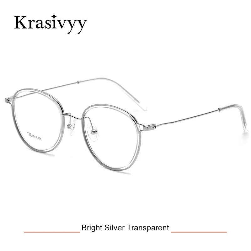 Krasivyy Men's Full Rim Square Tr 90 Titanium Eyeglasses Kr16065 Full Rim Krasivyy Silver Transparent CN 