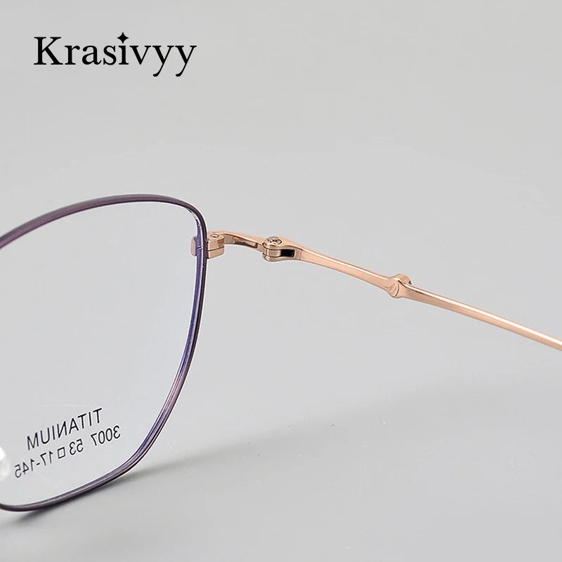 Krasivyy Women's Full Rim Square Cat Eye Titanium Eyeglasses 443007 Full Rim Krasivyy   