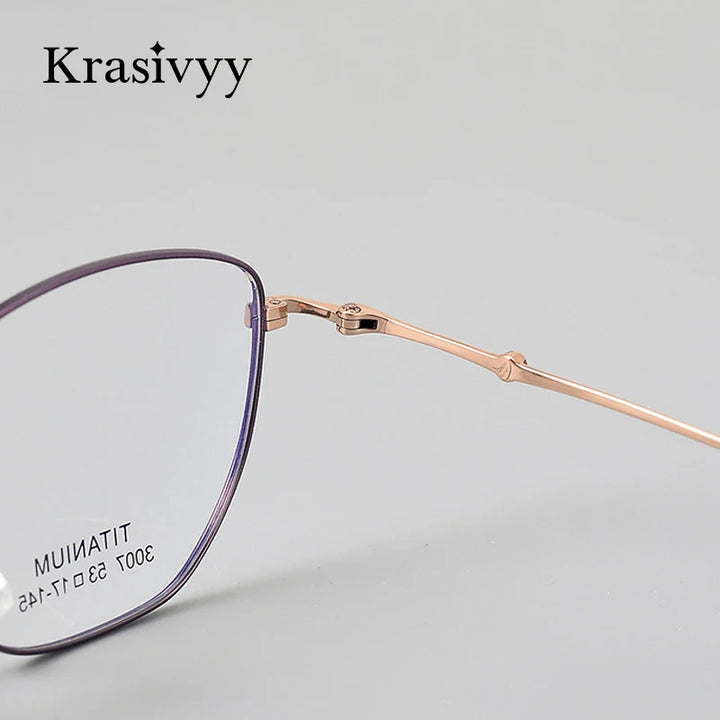 Krasivyy Women's Full Rim Square Cat Eye Titanium Eyeglasses 443007 Full Rim Krasivyy   