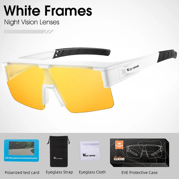 West Biking Unisex Semi Rim Square Polycarbonate Over Frame Sunglasses 930703
