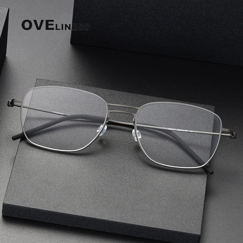 Oveliness Unisex Full Rim Square Double Bridge Titanium Eyeglasses O5524 Full Rim Oveliness   