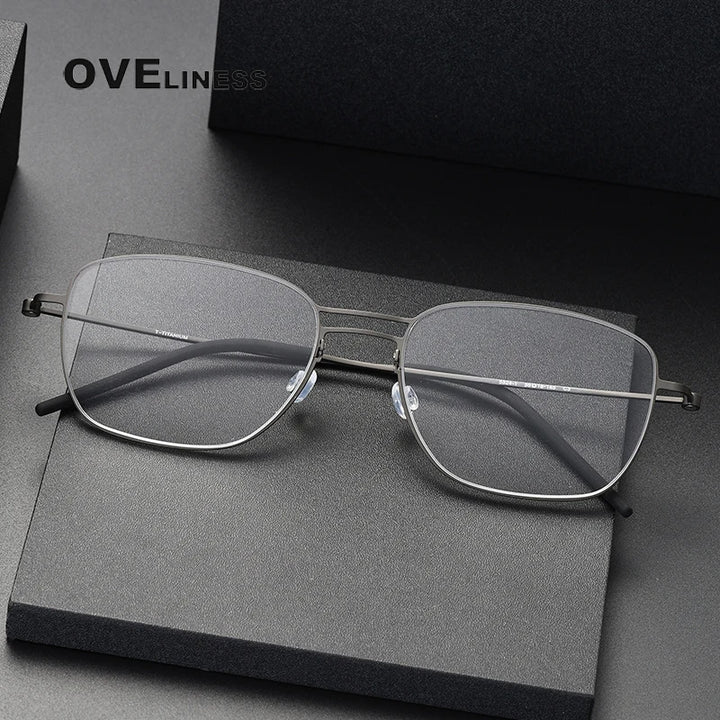 Oveliness Unisex Full Rim Square Double Bridge Titanium Eyeglasses O5524 Full Rim Oveliness   