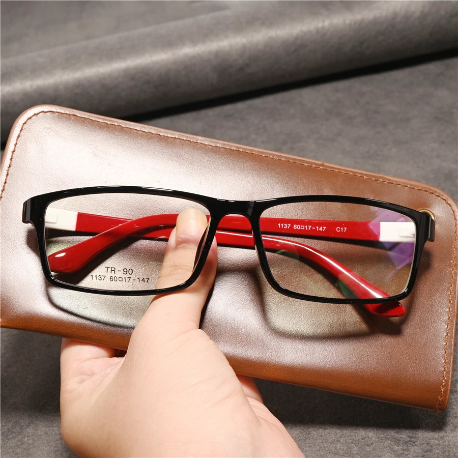 Cubojue Men's Full Rim Big Square Tr 90 Titanium Reading Glasses 71609 Reading Glasses Cubojue black red +225