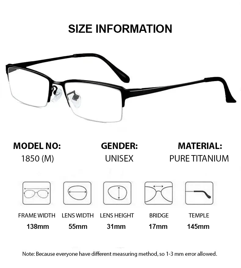 Summer Flower Unisex Semi Rim Square Titanium Eyeglasses 611850
