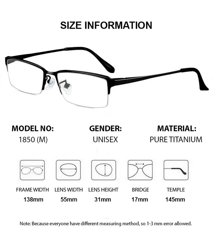 Summer Flower Unisex Semi Rim Square Titanium Eyeglasses 611850