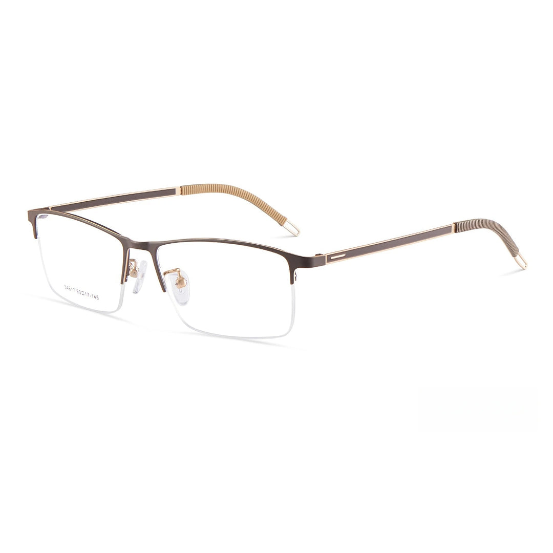 Yimaruili Men's Semi Rim Wide Front Square Alloy Eyeglasses Y34617 Full Rim Yimaruili Eyeglasses Coffee  