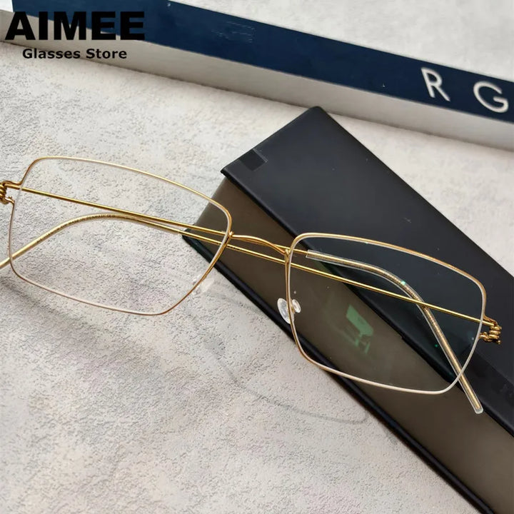 Aimee Unisex Full Rim Square Screwless Titanium Eyeglasses 34145