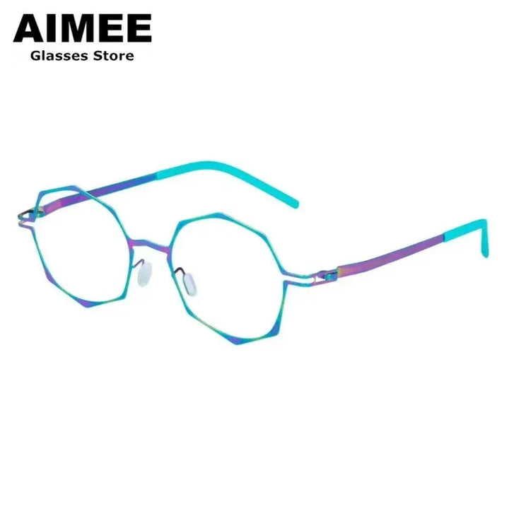 Aimee Women's Full Rim Polygon Round Screwless Steel Eyeglasses 13846 Full Rim Aimee   