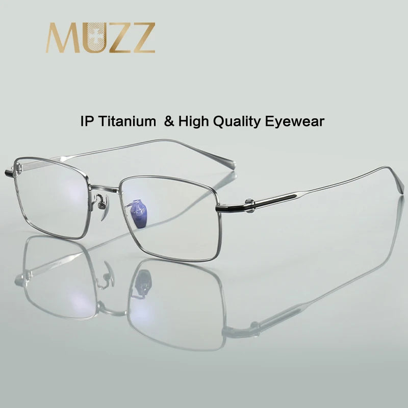 Muzz Men's Full Rim Square Titanium Eyeglasses 10181 Full Rim Muzz   
