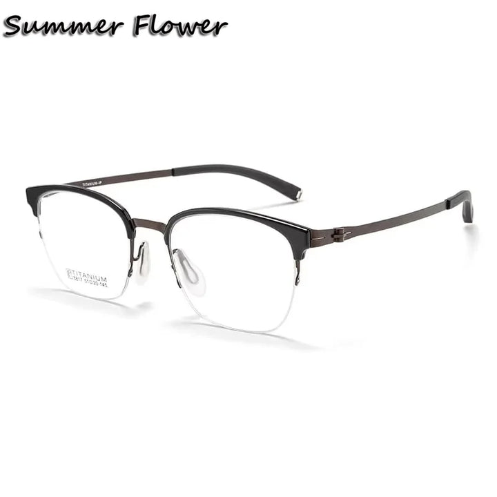 Summer Flower Women's Full Rim Square Tr 90 Titanium Eyeglasses 618817