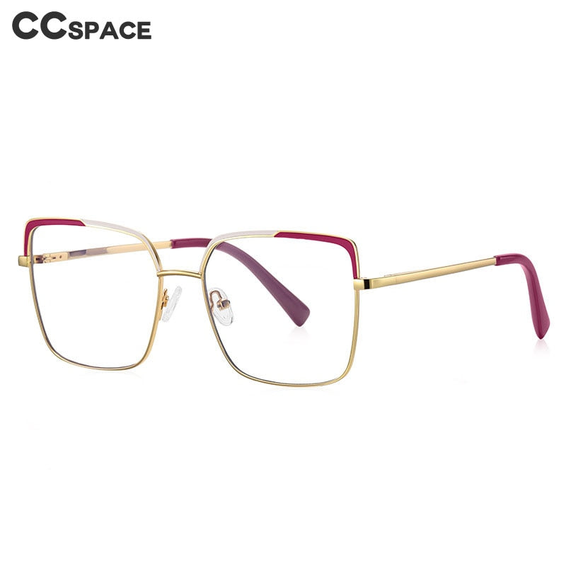 CCspace Women's Full Rim Large Square Alloy Eyeglasses 56562 Full Rim CCspace   