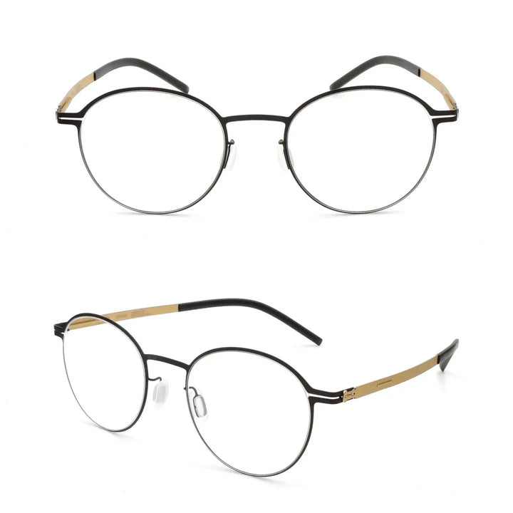 Bobbie 494420 Unisex Screwless  Full Rim Oval Round Steel Frames FuzWeb