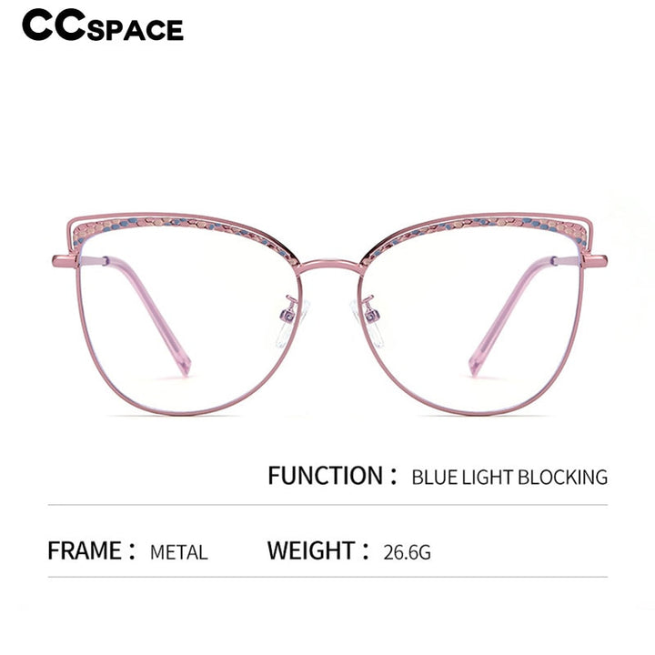 CCSpace Women's Full Rim Square Cat Eye Alloy Eyeglasses 55938 Full Rim CCspace   