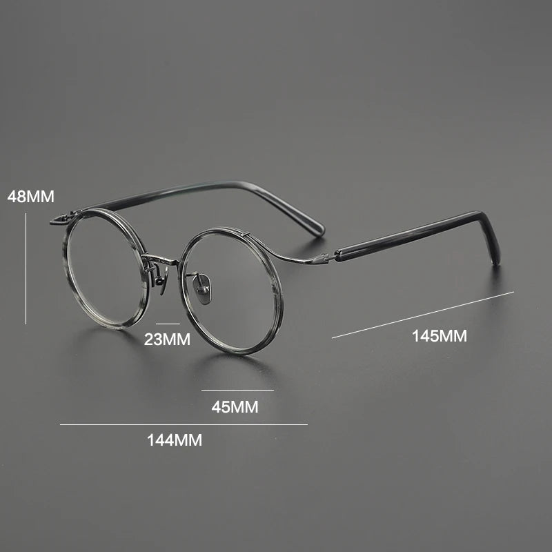 Gatenac Unisex Full Rim Round Acetate Titanium Eyeglasses G85676