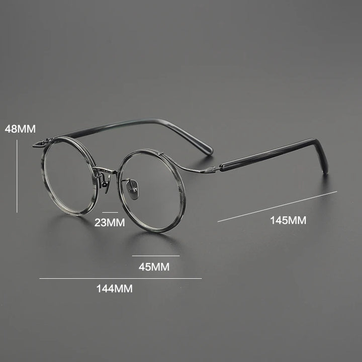 Gatenac Unisex Full Rim Round Acetate Titanium Eyeglasses G85676