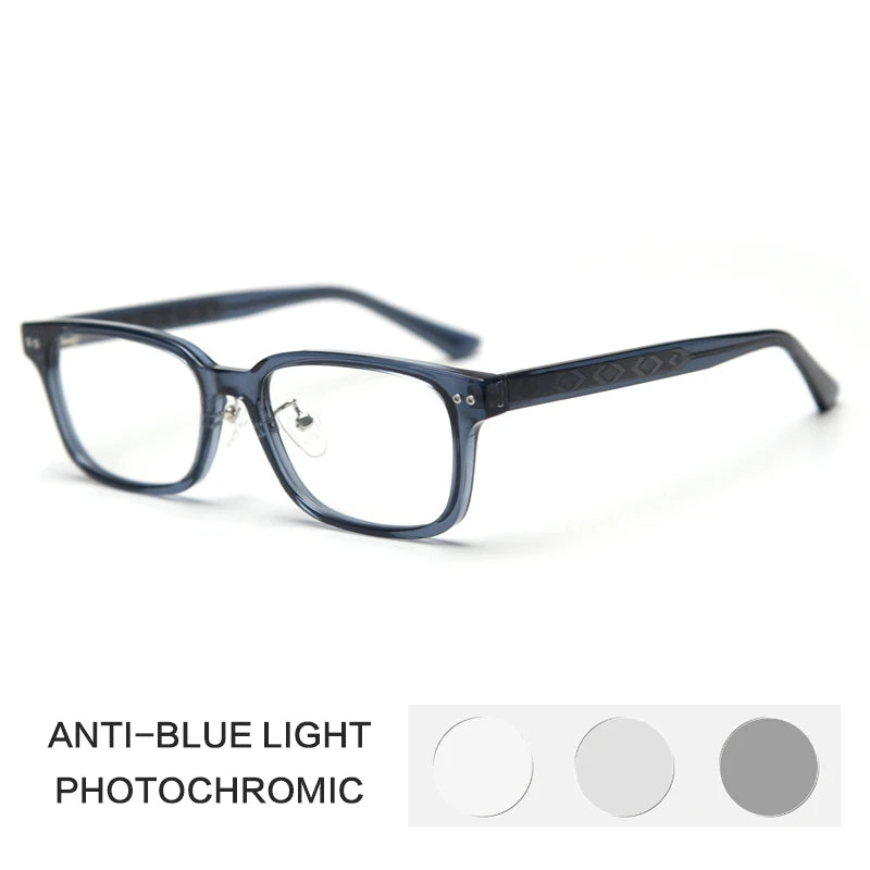 Gatenac Unisex Full Rim Square Tr 90 Titanium Photochromic Reading Glasses G83077