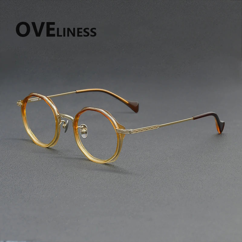 Oveliness Women's Full Rim Round Titanium Acetate Eyeglasses 926007
