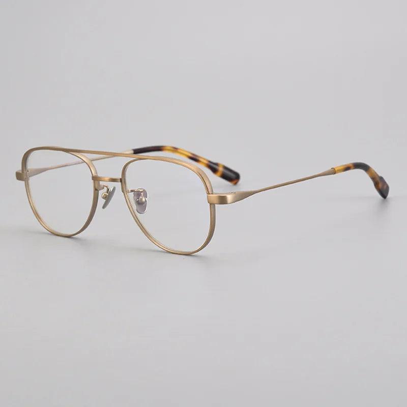 Black Mask Unisex Full Rim Square Double Bridge Titanium Eyeglasses G001 Full Rim Black Mask Bronze  