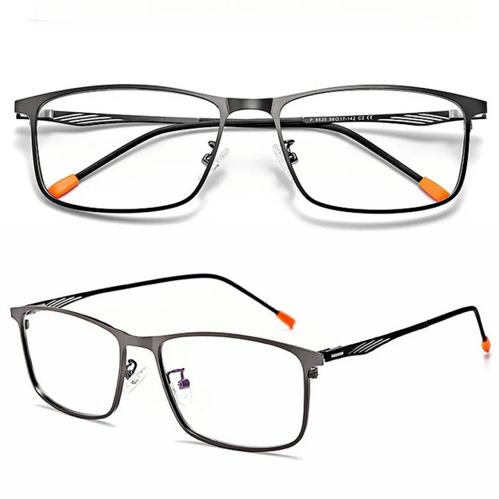 Yimaruili Men's Full Rim Big Square Alloy Eyeglasses 8835 Full Rim Yimaruili Eyeglasses Gun Black  