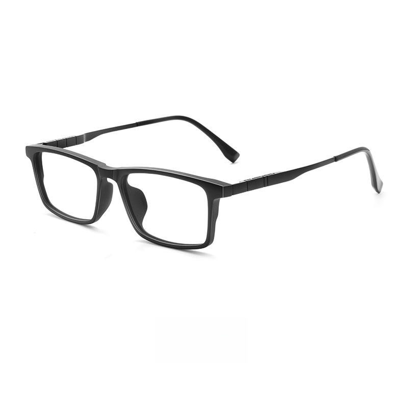 Yimaruili Men's Full Rim Square Tr 90 Titanium Eyeglasses Bv9008y Full Rim Yimaruili Eyeglasses Black  