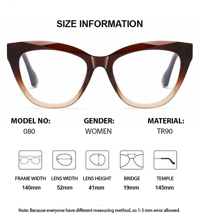 Chashma Ochki Women's Full Rim Square Cat Eye Tr 90 Alloy Eyeglasses 881080