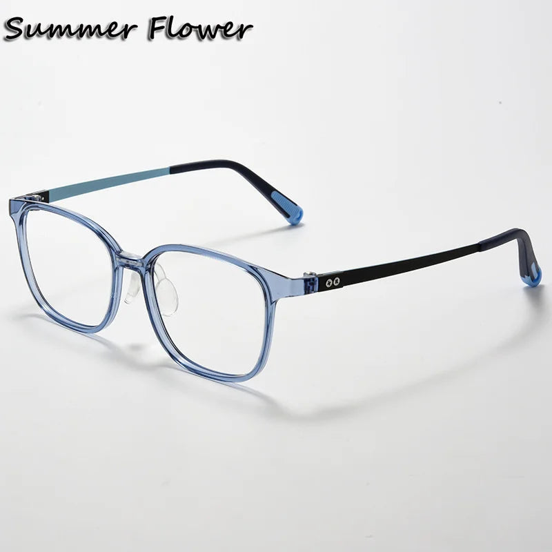 Summer Flower Unisex Youth's Full Rim Square Tr 90 Titanium Eyeglasses 696010