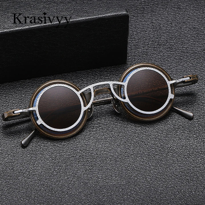 Krasivyy Unisex Round Titanium Prescription Eyeglasses with Clip-On ARLT5976 - view 5