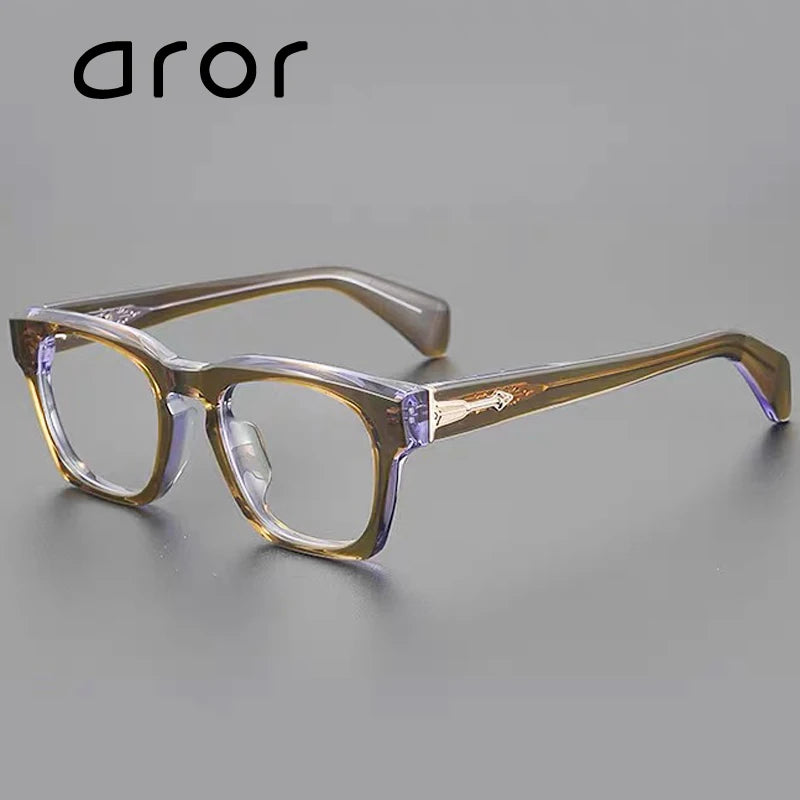 Aror Unisex Full Rim Brow Line Square Thick Acetate Eyeglasses 49305