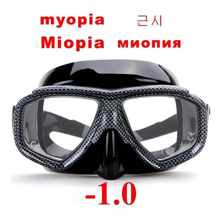 Aleefa Unisex Goggle Pc Tempered Glass Lens Silicone Myopic Swim Mask 64203
