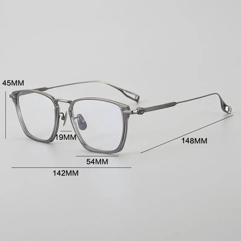 Gatenac Unisex Full Rim Polygon Square Titanium Acetate Eyeglasses 624015 FuzWeb
