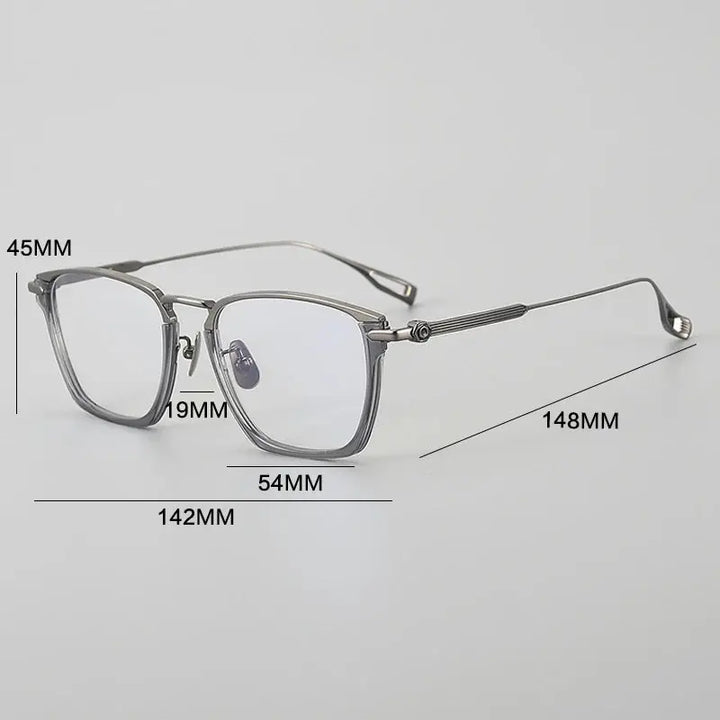 Gatenac Unisex Full Rim Polygon Square Titanium Acetate Eyeglasses 624015 FuzWeb