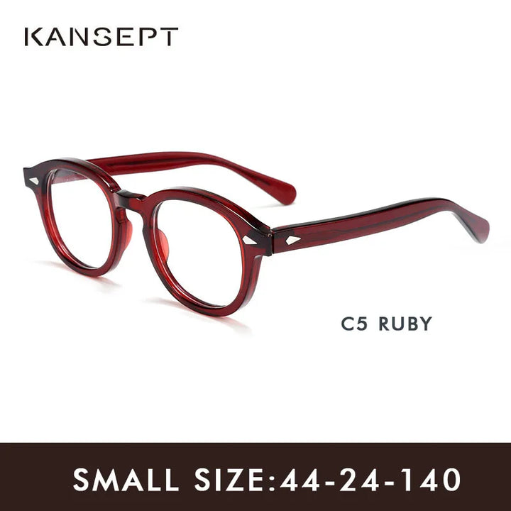 Kansept Unisex Full Rim Round Thick Acetate Eyeglasses 24145 Full Rim Kansept Ruby-44 CHINA 