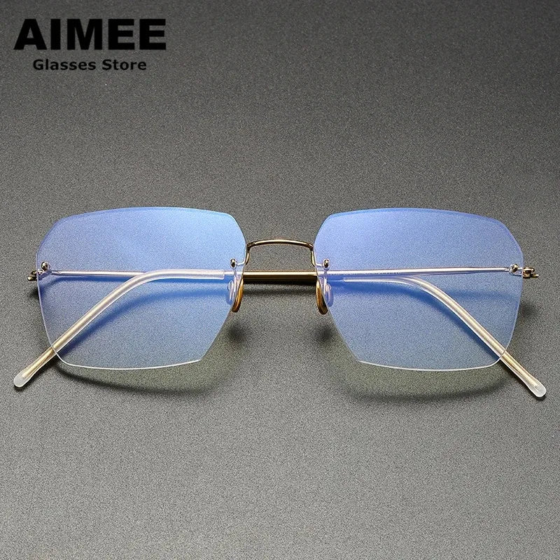 Aimee Women's Rimless Polygon Square Titanium Eyeglasses 2128 Rimless Aimee   