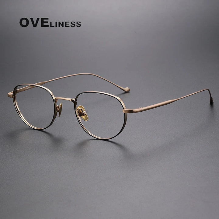 Oveliness Unisex Full Rim Oval Titanium Eyeglasses 0100 Full Rim Oveliness black gold  