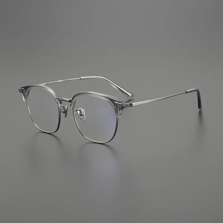 Black Mask Unisex Full Rim Square Acetate Titanium Eyeglasses Bn028 Full Rim Black Mask Gray  