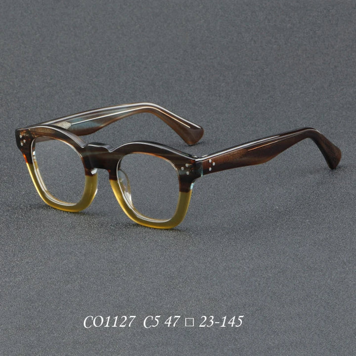 Nobler Unisex Full Rim Square Thick Acetate Temple Eyeglasses 1127 Full Rim Nobler C5  