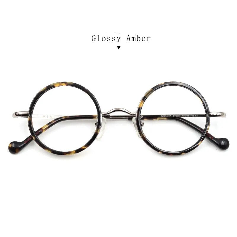 Hdcrafter Unisex Full Rim Round Titanium Eyeglasses Ft2381 Full Rim Hdcrafter Eyeglasses Glossy-Amber  