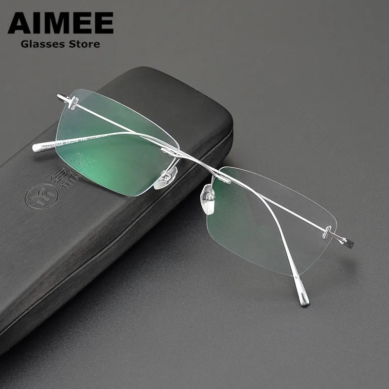 Aimee Unisex Rimless Square Titanium Eyeglasses 5678 Rimless Aimee   