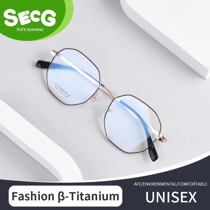 Secg Unisex Youth's Full Rim Polygon Titanium Eyeglasses 0241 Full Rim Secg   