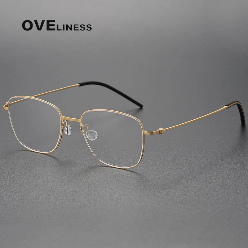 Oveliness Women's Full Rim Square Titanium Eyeglasses 5530 Full Rim Oveliness gold  