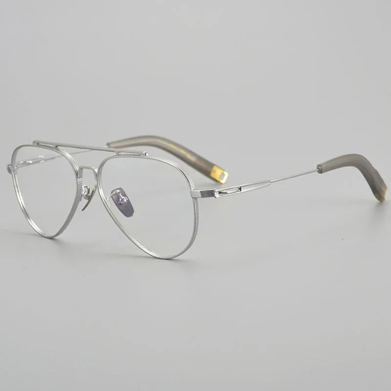 Eleccion Unisex Full Rim Oval Double Bridge Titanium Eyeglasses 942101 Full Rim Eleccion Silver