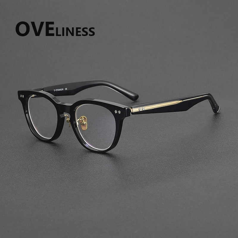 Oveliness Unisex Full Rim Round Square Acetate Eyeglasses 36902
