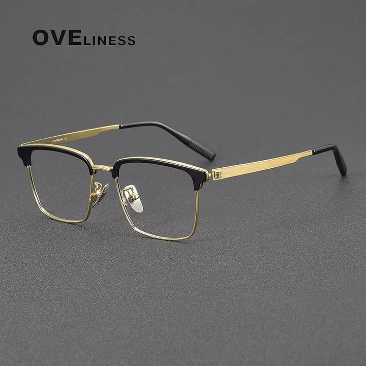 Oveliness Women's Full Rim Square Acetate Titanium Eyeglasses 80980