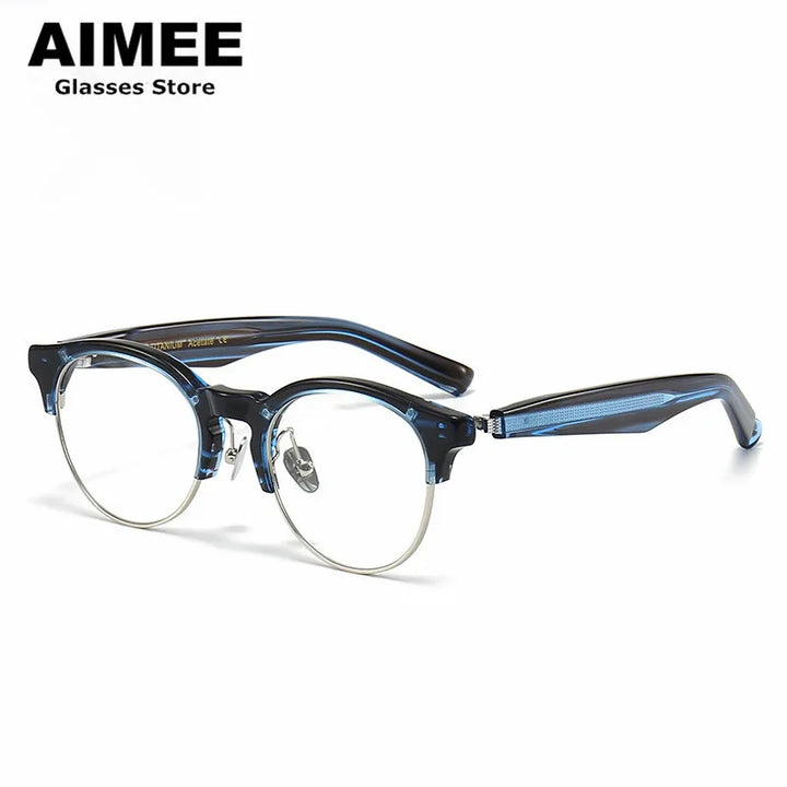 Aimee Unisex Full Rim Round Titanium Acetate Eyeglasses 1392 Full Rim Aimee   