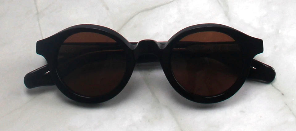 Esnbie Unisex Full Rim Round Thick Acetate Tac Sunglasses 240821