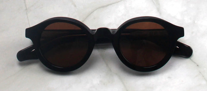 Esnbie Unisex Full Rim Round Thick Acetate Tac Sunglasses 240821