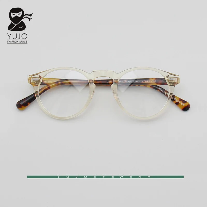 Yujo Unisex Full Rim Round Acetate Eyeglasses 1005 Full Rim Yujo   